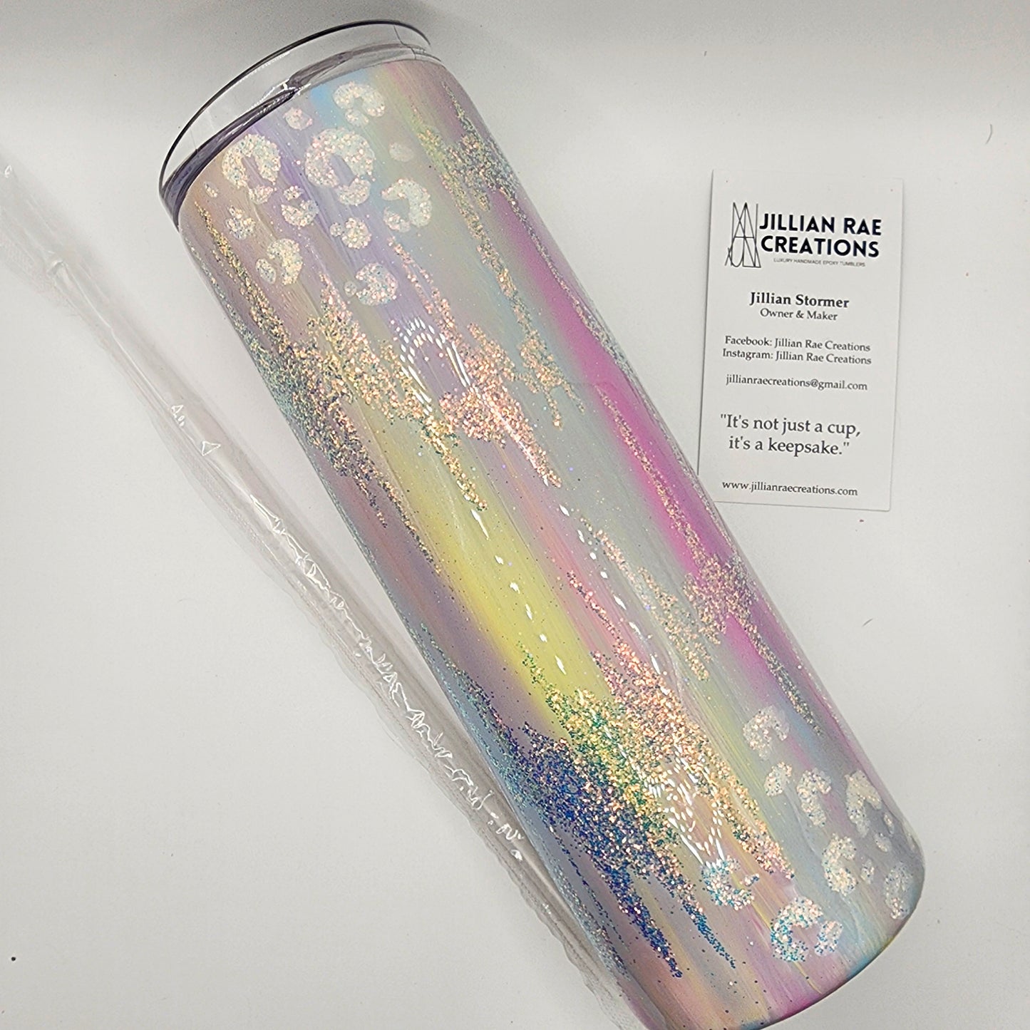 20 oz. Pastel Glitter Leopard Print Tumbler