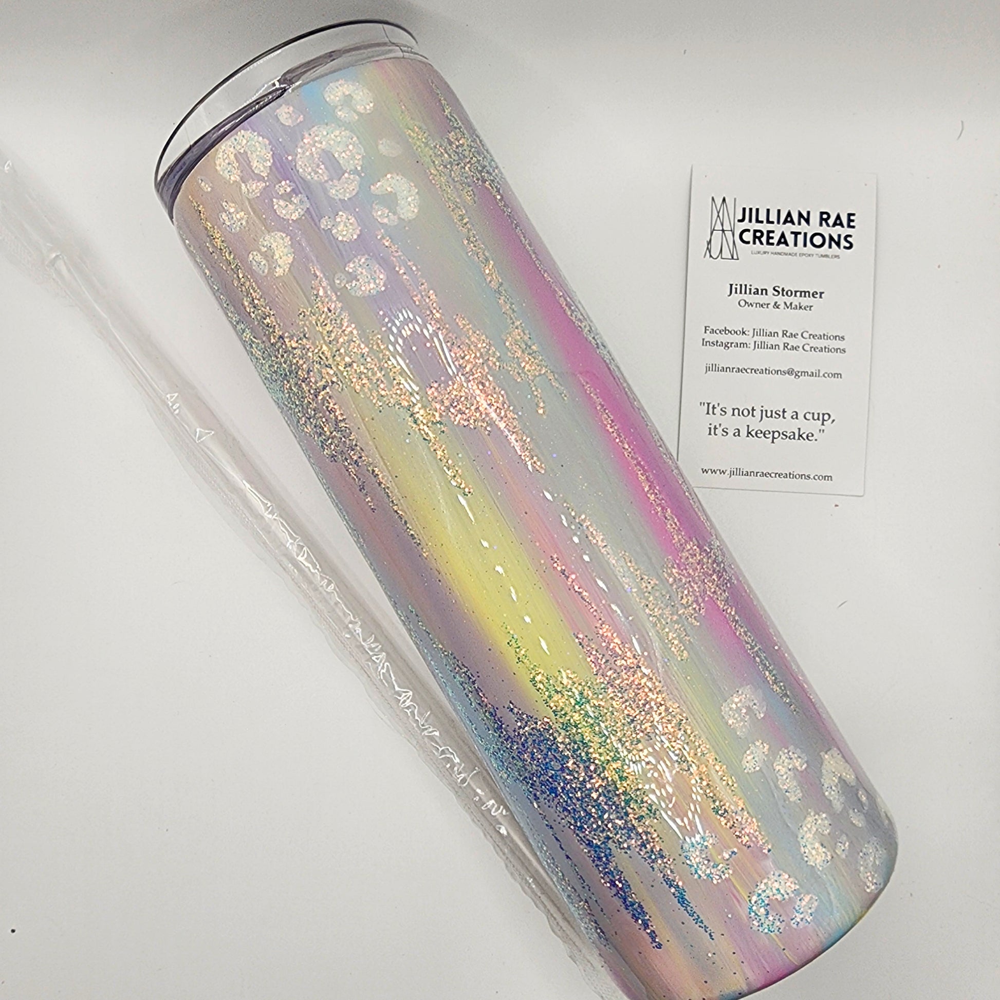 20 oz. Pastel Glitter Leopard Print Tumbler