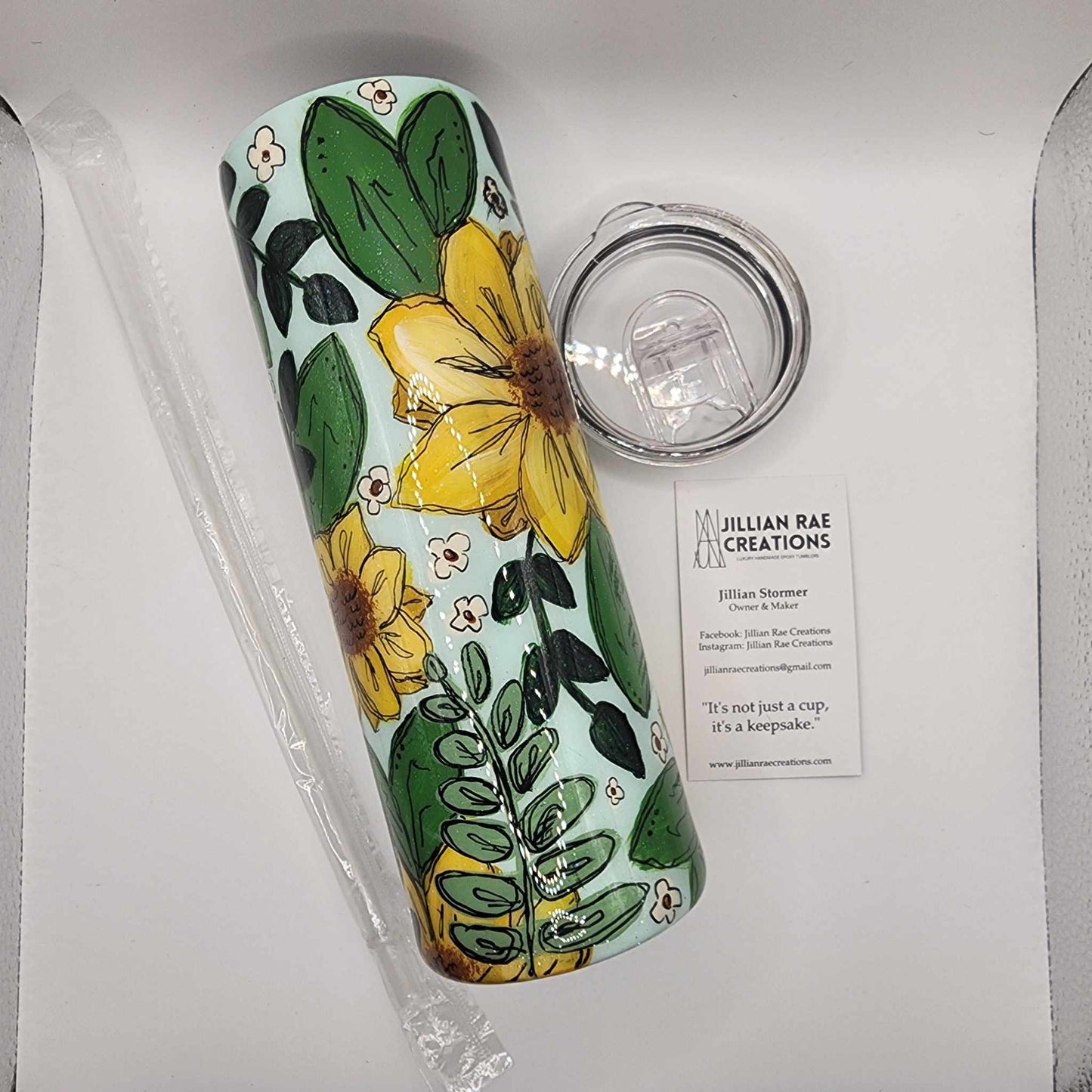 20 oz. Sunflower hand painted tumbler